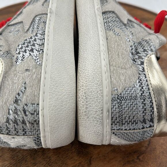 Steve Madden Shoes Wm 10 M Philosophy Lace Up Star Houndstooth Metallic Gold - Picture 8 of 13